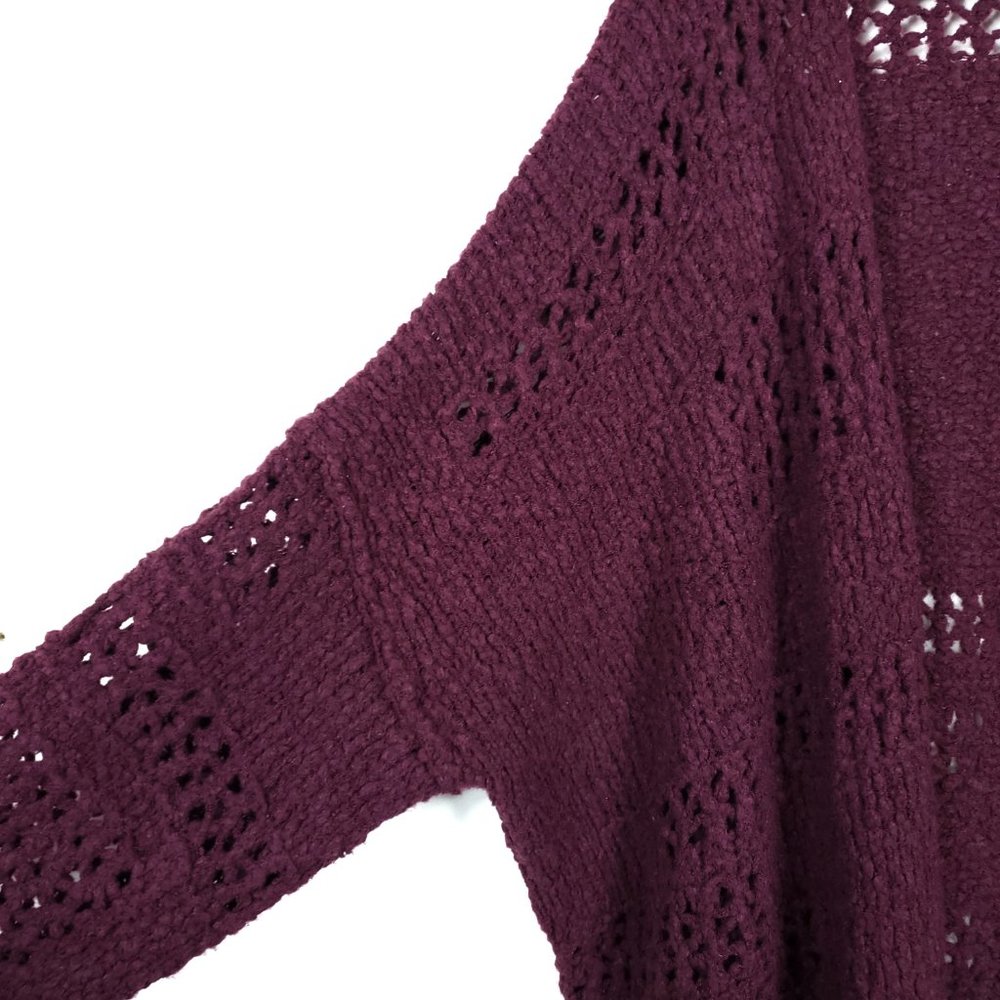 Free People Wine Knit Saturday Morning Cardigan - Picture 3 of 6